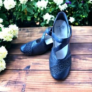 Rieker Antistress 'Mariah' Mary-Jane Cross Strap Low Healed Shoes